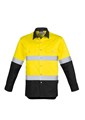 Mens Hi Vis Spliced Industrial LS Shirt  Hoop Taped